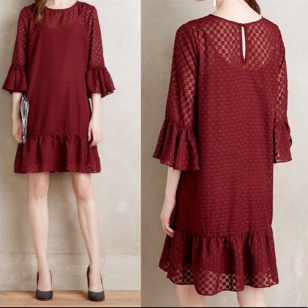 Anthropologie flutter dot swing dress